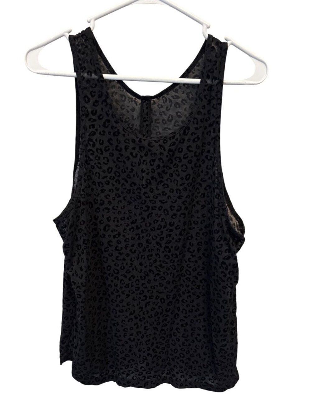 Zyia Active Tank Top Size Large Leopard Print Mesh Sleeveless Keyhole Back Black - Picture 2 of 7